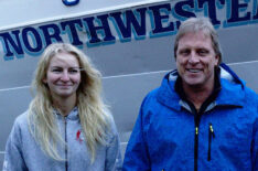 Mandy Hansen and Sig Hansen standing in front of the Northwestern at dock
