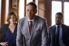 Bluff City Law - Caitlin McGee as Sydney Strait, Jimmy Smits as Elijah Strait, and Michael Luwoye as Anthony Little