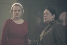 Offred (Elisabeth Moss) and Aunt Lydia (Ann Dowd) in The Handmaid's Tale