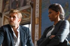 Matt Barr as Danny McNamara and Sofia Pernas as Lexi Vaziri in Blood & Treasure