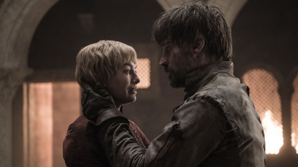 Lena Headey as Cersei Lannister and Nikolaj Coster-Waldau as Jaime Lannister in Game of Thrones