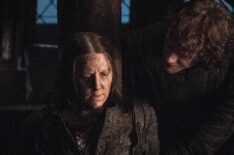 Gemma Whelan as Yara Greyjoy with Theon Greyjoy