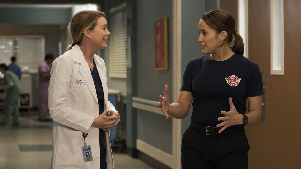 Station 19 - Ellen Pompeo as Meredith Grey and Jaina Lee Ortiz as Andy Herrera