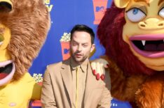 Nick Kroll attends the 2019 MTV Movie and TV Awards with the Hormone Monster and Monstress