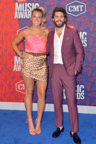 Lauren Akins and Thomas Rhett attend the 2019 CMT Music Awards