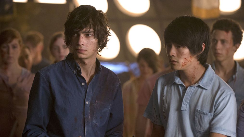 Devon Bostick as Jasper and Christopher Larkin as Monty in The 100 - Resurrection