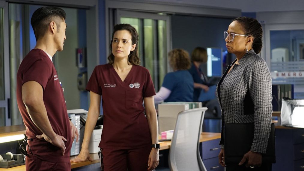 Chicago Med - Season 4 - Brian Tee as Dr. Ethan Choi, Torrey DeVitto as Dr. Natalie Manning, S. Epatha Merkerson as Sharon Goodwin