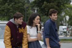The Society - Alex MacNicoll as Luke, Natasha Liu Bordizzo as Helena, and Alex Fitzalan as Harry Bingham