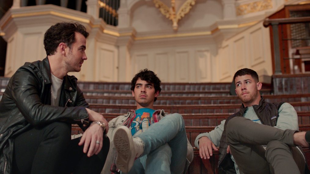 Nick Jonas, Joe Jonas, and Kevin Jonas in Chasing Happiness