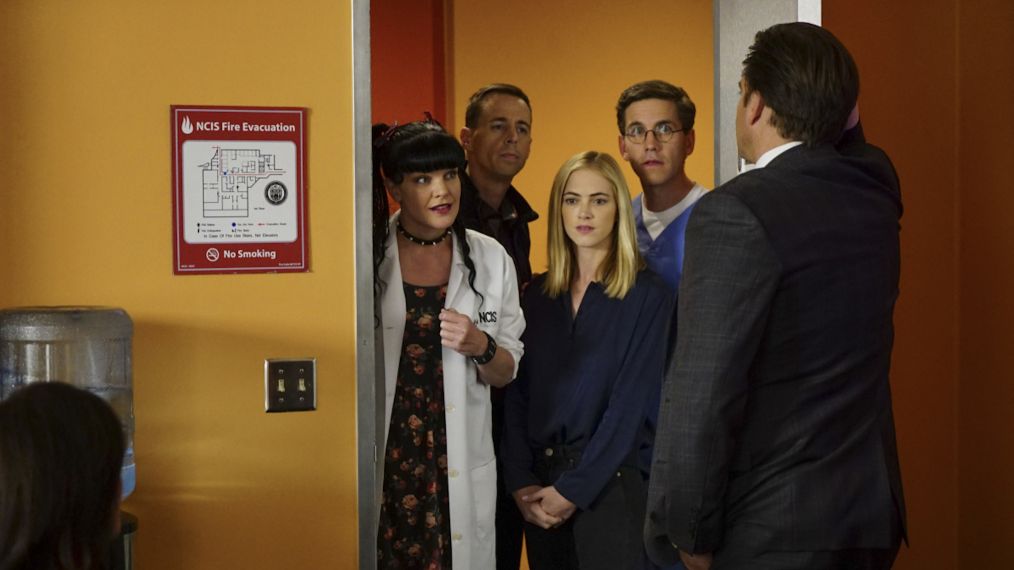 NCIS - 'Family First' - Pauley Perrette as Abby Sciuto, Sean Murray as Timothy McGee, Emily Wickersham as Ellie Bishop, Brian Dietzen as Jimmy Palmer, Michael Weatherly as Anthony DiNozzo