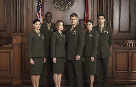 The Code - Phillipa Soo as Lieutenant Harper Li, Ato Essandoh as Major Trey Ferry, Dana Delany as Colonel Glenn Turnbull, Luke Mitchell as Captain John 