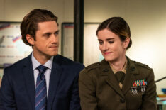 Aaron Tveit as Matt Dobbins and Anna Wood as Capt. Maya Dobbins in The Code - 'Smoke-Pit'