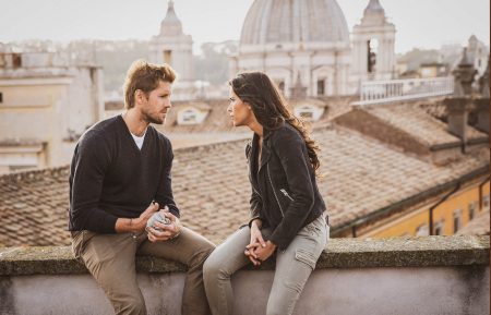 Matt Barr as Danny McNamara and Sofia Pernas as Lexi Vaziri in Blood & Treasure