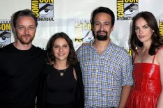 James McAvoy, Dafne Keen, Lin-Manuel Miranda and Ruth Wilson attend the 'His Dark Materials' panel during 2019 Comic-Con International
