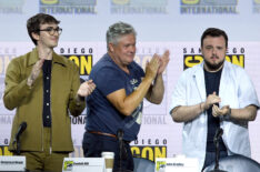 Isaac Hempstead-Wright, Conleth Hill, and John Bradley speak at the 'Game Of Thrones' Panel at 2019 Comic-Con International