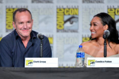 Clark Gregg and Candice Patton speak at the TV Guide Magazine Fan Favorites 2019 during 2019 Comic-Con International