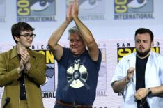 Isaac Hempstead Wright, Conleth Hill, and John Bradley speak at the 'Game Of Thrones' Panel And Q&A during 2019 Comic-Con International