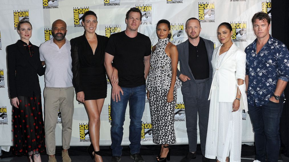 Evan Rachel Wood, Jeffrey Wright, Lisa Joy, Jonathan Nolan, Thandie Newton, Aaron Paul, Tessa Thompson and Luke Hemsworth - 2019 Comic-Con International - 'Westworld III' Panel