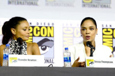 Thandie Newton and Tessa Thompson speak at the 'Westworld III' Panel during 2019 Comic-Con International