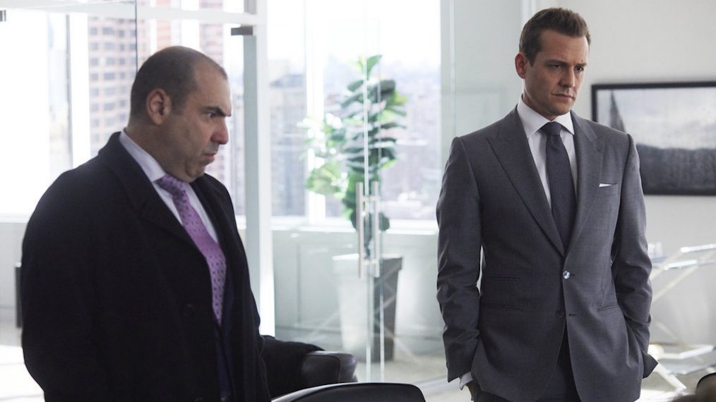 Rick Hoffman and Gabriel Macht on Suits - Season 8