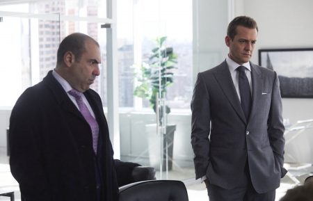 Rick Hoffman and Gabriel Macht on Suits - Season 8