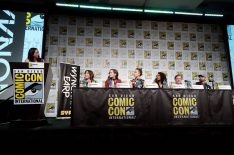 Kayti Burt, Emily Andras, Melanie Scrofano, Katherine Barrell, Chantel Riley, Greg Lawson, and Beau Smith on the Wynonna Earp Panel at Comic-Con International: San Diego - 2019