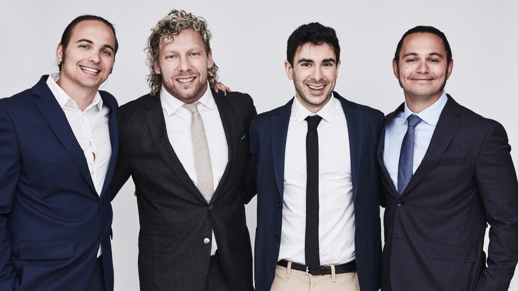 All Elite Wrestling's Nick Jackson, Kenny Omega, Tony Khan, and Matt Jackson at TCA 2019