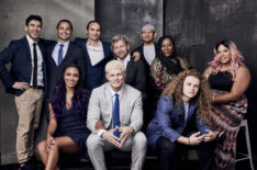 All Elite Wrestling's Tony Khan, Matt Jackson, Nick Jackson, Kenny Omega, Michael Nakazawa, Awesome Kong, Nyla Rose, Brandi Rhodes, Cody Rhodes, and Jungle Boy at TCA 2019