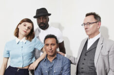 The cast of Evil: Katja Herbers, Mike Colter, Aasif Mandvi, and Michael Emerson