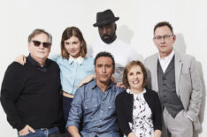 The cast and creators of Evil at Comic-Con 2019 - Robert King, Katja Herbers, Mike Colter, Aasif Mandvi, Michelle King, and Michael Emerson