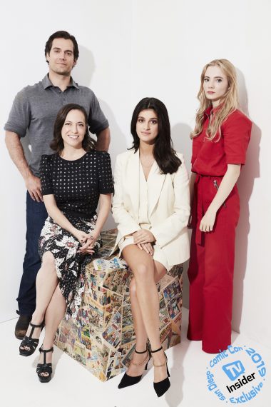 The Witcher's Henry Cavill, showrunner Lauren Hissrich, Anya Chalotra and Freya Allan