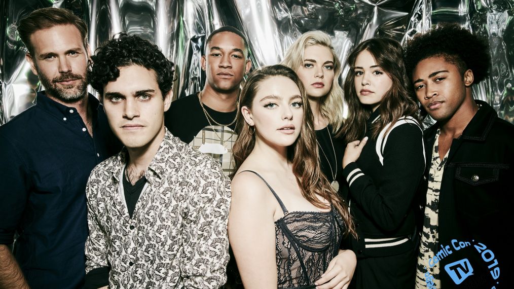 Matt Davis, Aria Shahghasemi, Peyton Alex Smith, Danielle Rose Russell, Jenny Boyd, Kaylee Bryant and Quincy Fouse of Legacies at Comic-Con 2019