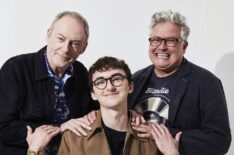 Liam Cunningham and Conleth Hill dutifully flank Isaac Hempstead Wright