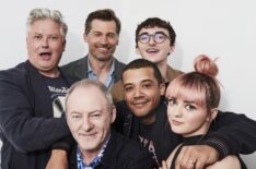 Game of Thrones stars Conleth Hill, Nikolaj Coster-Waldau, Isaac Hempstead Wright, Liam Cunningham, Jacob Anderson, and Maisie Williams at Comic-Con 2019