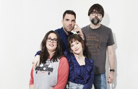 NOS4A2's executive producer Jami O'Brien with Zachary Quinto, Ashleigh Cummings, and writer Joe Hill at Comic Con 2029