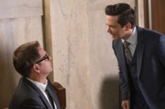 Michael Weatherly as Dr. Jason Bull and Freddy Rodriguez as Benny Colon in Bull - 'Labor Days'