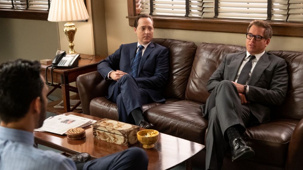 Amir Arison as ADA Roy Wilson, Brennan Brown as Steve Perry, and Michael Weatherly as Dr. Jason Bull