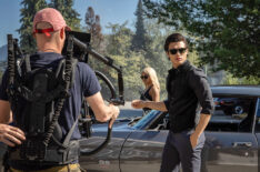Charles Melton shooting a scene of Riverdale