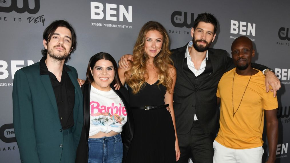 Into the Dark's Morgan Krantz, Brooke Markham, Perry Mattfeld, Casey Deidrick, and Keston John attend the The CW's Summer 2019 TCA Party sponsored