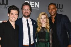 Ben Lewis, Stephen Amell, Katherine McNamara and David Ramsey attend the The CW's Summer 2019 TCA Party