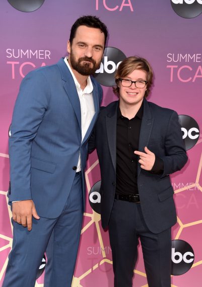 Jake Johnson and Cole Sibus attend ABC's TCA Summer Press Tour Carpet Event