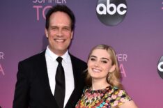 Diedrich Bader and Meg Donnelly attend ABC's TCA Summer Press Tour Carpet Event