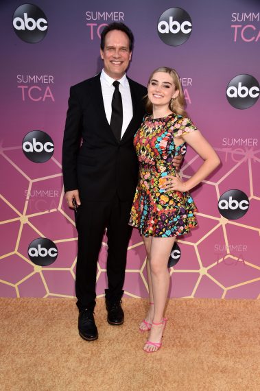 Diedrich Bader and Meg Donnelly attend ABC's TCA Summer Press Tour Carpet Event