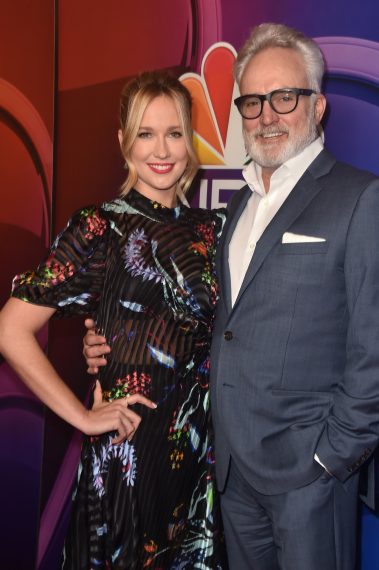 Perfect Harmony's Anna Camp and Bradley Whitford attend the 2019 TCA NBC Press Tour Carpet