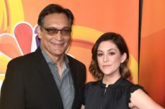 Jimmy Smits and Caitlin McGee attend the 2019 TCA NBC Press Tour Carpet