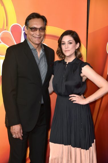 Jimmy Smits and Caitlin McGee attend the 2019 TCA NBC Press Tour Carpet