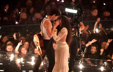 Shawn Mendes and Camila Cabello perform onstage during the 2019 MTV Video Music Awards