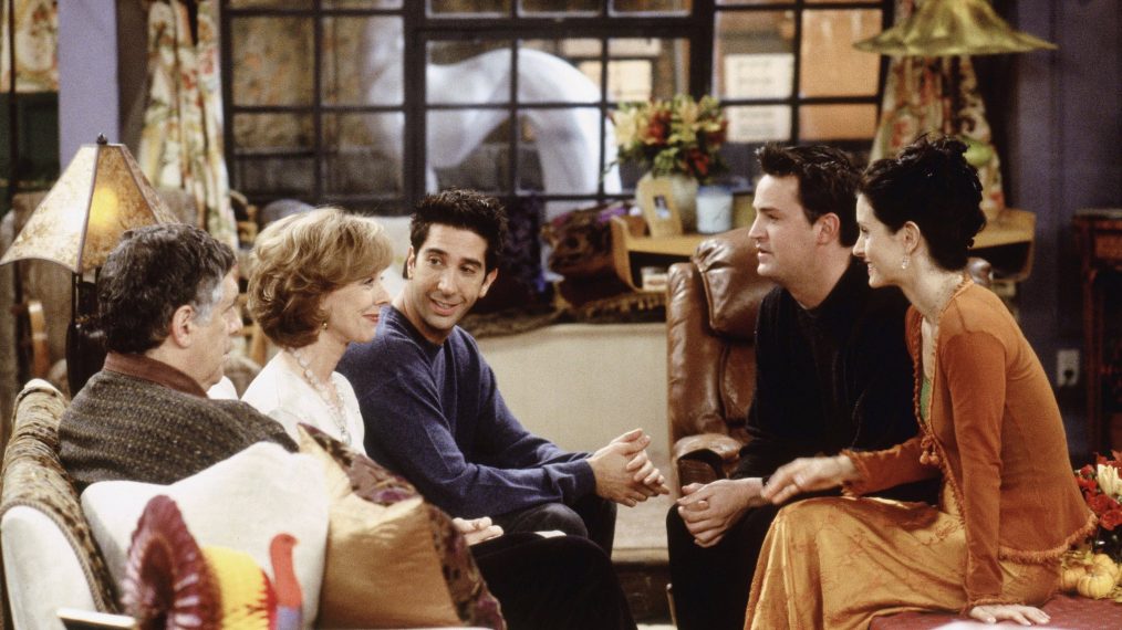 Friends - Elliott Gould as Jack Geller, Christina Pickles as Judy Geller, David Schwimmer as Ross Geller, Matthew Perry as Chandler Bing, Courteney Cox as Monica Geller - 'The One Where Ross Got High'