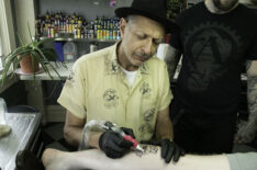 Jeff Goldblum in a tattoo parlor in The World According to Jeff Goldblum