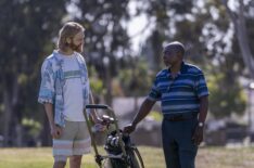 Wyatt Russell as Sean 'Dud' Dudley, Brent Jennings as Ernie Fontaine in Lodge 49 - Season 2